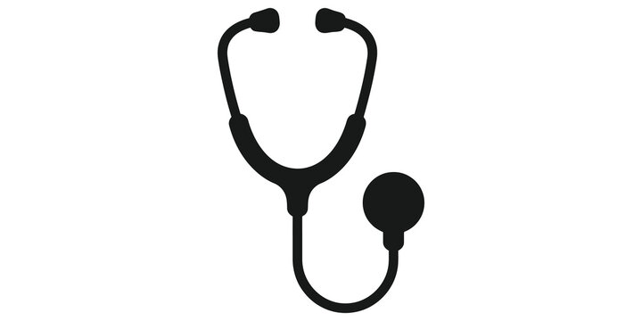 Black stethoscope icon for medical and healthcare professionals.