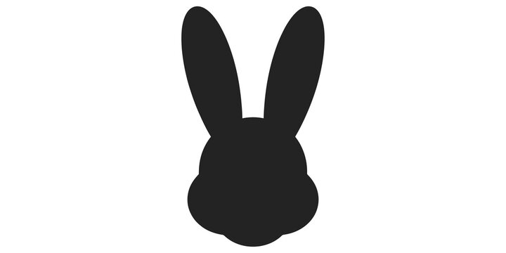 Rabbit head silhouette isolated icon for easter design and animal themes.