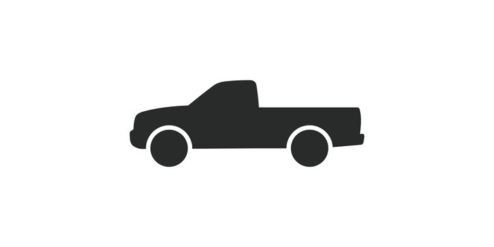 Simple pickup truck silhouette side view icon for transport logistics.