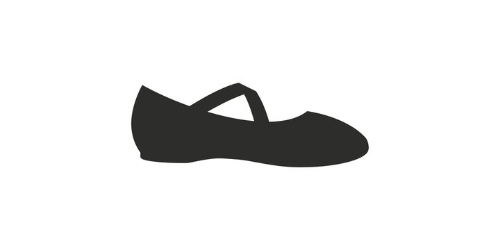 Black ballet flat shoe silhouette simple flat design for female footwear.