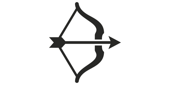Archer bow and arrow icon for sport archery and hunting illustrations.