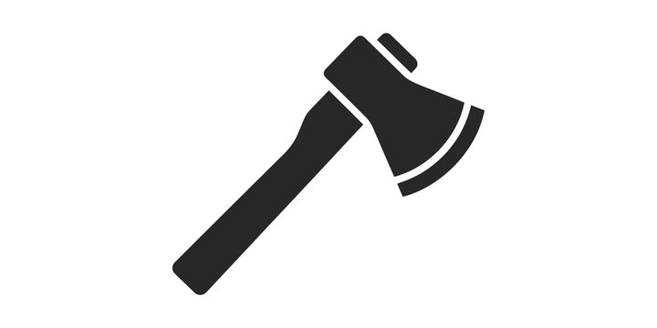 Dark grey axe icon simple handheld tool illustration for logging forestry.