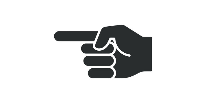 Finger pointing left direction black icon indicating choice or action.