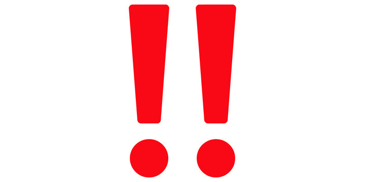 Red double exclamation mark symbol for urgent warning and attention.