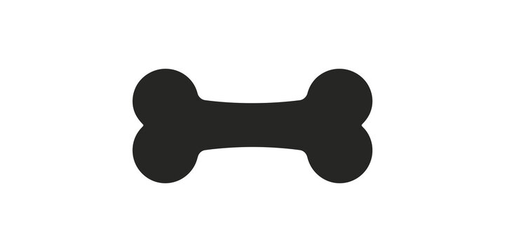 Black dog bone silhouette icon for pet shop and veterinary branding.