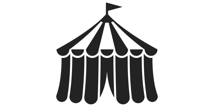 Circus tent black silhouette simple design for entertainment events.