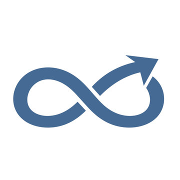 Blue rightfacing arrow curving around a circular path.