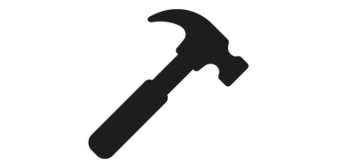 Claw hammer silhouette tool icon isolated on a neutral chequered background. © 扁平化图标 