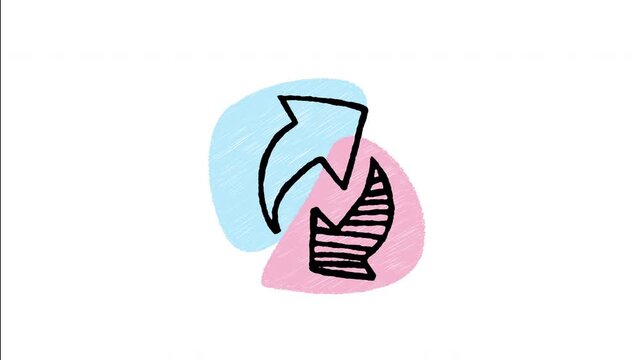 An animated hand-drawn pair of curved arrows showing financial transfer and exchange. Great for currency trade, transactions, swap, and money conversion.