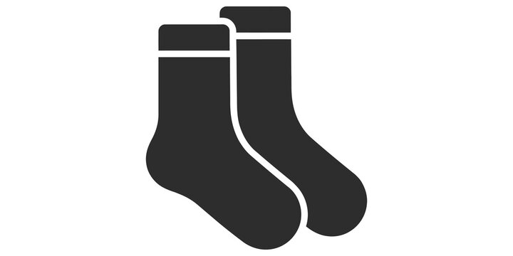 Pair of black ankle socks icon for clothing and laundry categories.