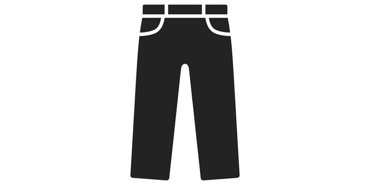 Pants black vector icon, casual denim trousers for fashion and clothing.