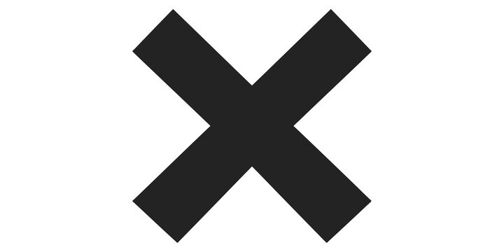 Black multiplication cross icon for error deletion or cancel action tasks.