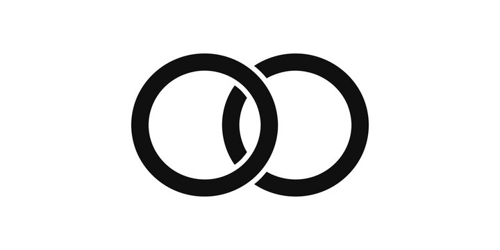 Two overlapping black circles graphic design element for abstract logos.