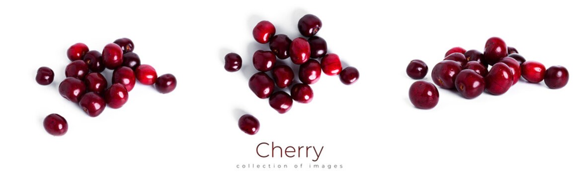 Cherry isolated on a white background. Sweet cherry berries on a white background. Red berries are isolated.