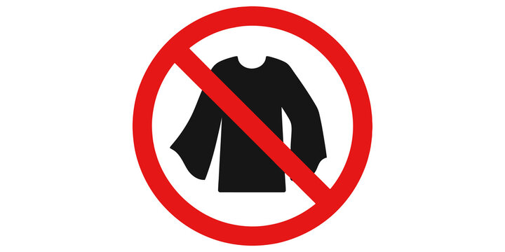 No clothing black shirt icon inside red prohibition circle for zones.