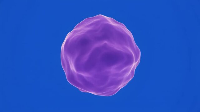 Abstract purple organic sphere pulsing with subtle texture in digital space during technological presentation