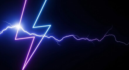 Fototapeta premium Neon lightning bolt on dark background
