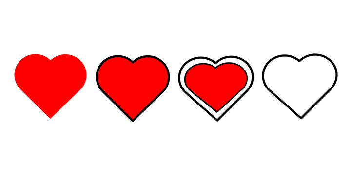 Four hearts in varying stages of fill representing love and affection concepts
