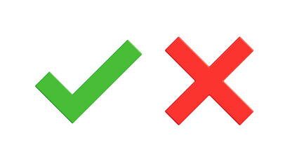 Green Check Mark and Red Cross Symbol © nomindcloud