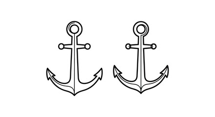 Two marine anchors depicted as a black silhouette against a white background © mdabdulsattar