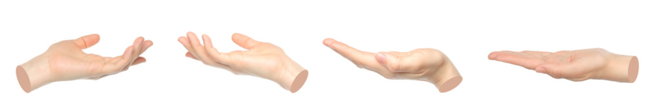 Set of Hand gesture like a holding something isolated on transparent background. Contemporary art design