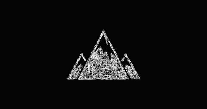Sketch mountain peak icon animation - smooth progressive reveal