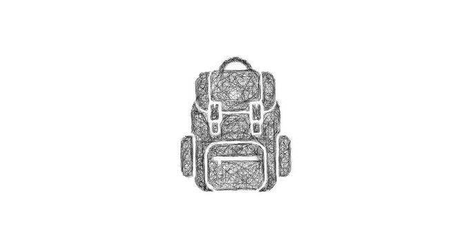 Sketch backpack icon animation - smooth progressive reveal