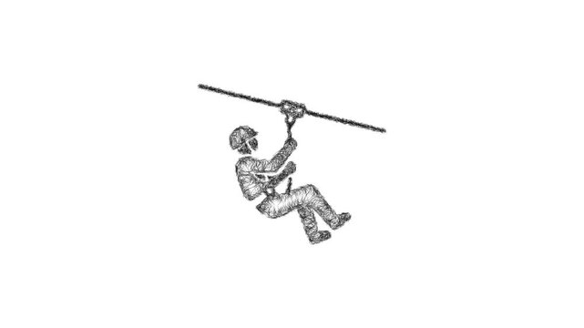 Sketch zipline icon animation - smooth progressive reveal