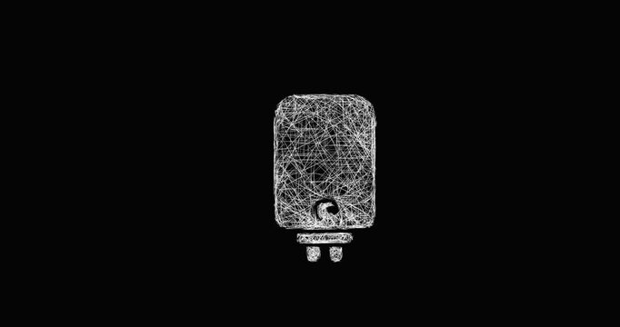 Sketch water heater icon animation - smooth progressive reveal