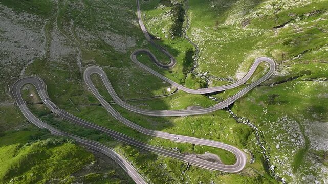 Drone View of Curvy Transfagarasan Road in Romania
