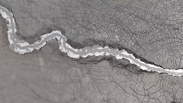 Aerial Top Down View of Dead Waste Channel in Geamana
