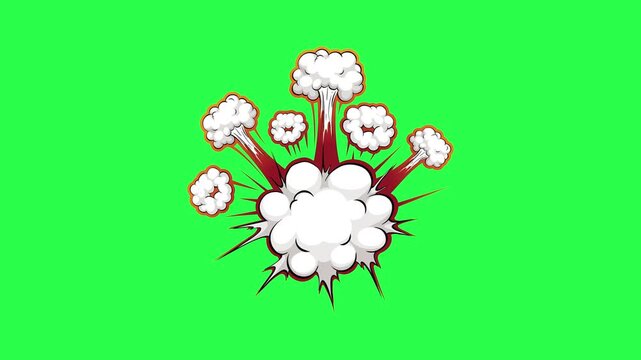 2D animation of comic fight scene. explosion scene. Bang scenes. Clip of an animated cartoon "burst" effect. Green screen can be removed easily. 