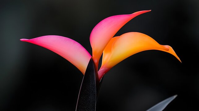 Vibrant pink and orange bird of paradise.