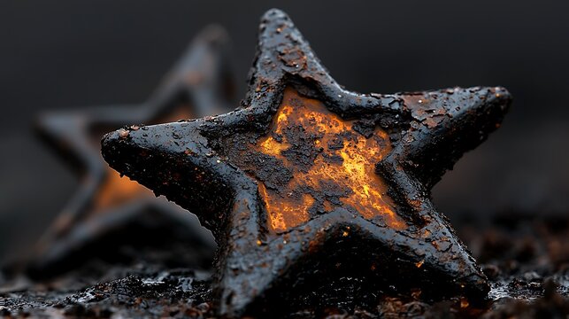 Burnt star shaped metal on fire.