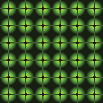 Abstract Green Glowing Geometric Grid Background with Neon Light Pattern