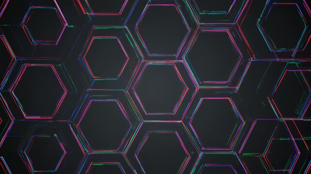 Abstract geometric honeycomb pattern animation with vibrant colors