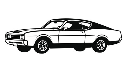Fototapeta premium Classic muscle car coupe profile view illustration.