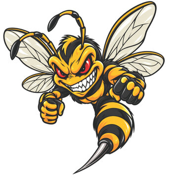 Angry bee illustration vector