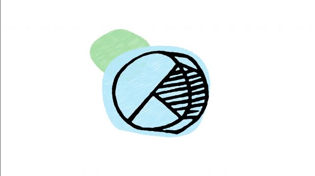 An animated hand-drawn circular pie chart divided into data slice segments. Great for statistical reports, market share analysis, budget, and business infographics.