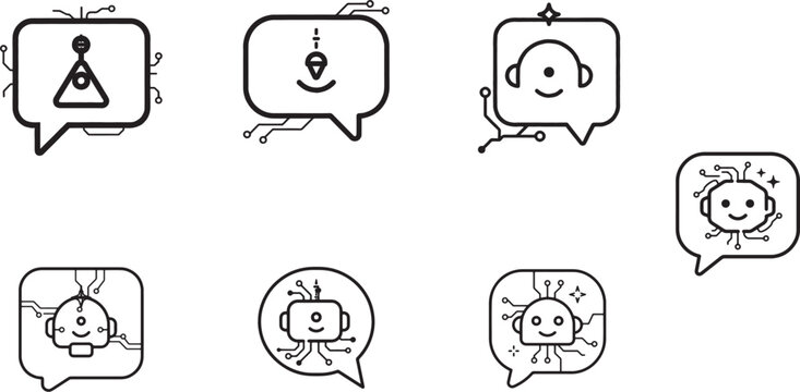 AI Chatbot Minimalist Line Icon with Artificial Intelligence