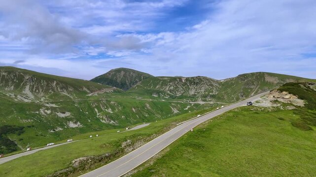 Aerial Summer View of Transalpina Mountain Road in Romania
