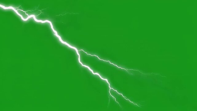 Energetic lightning strikes across a vibrant green screen backdrop with cinematic motion during a storm