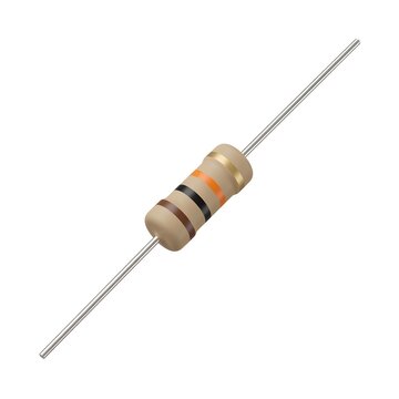 Close-up of a Single Electronic Resistor Isolated on White Background