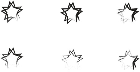 Obraz premium Title Set of six overlapping double star black grunge frame vectors isolated on a plain white background