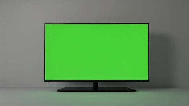 Modern Television with Green Screen Displays in Studio Lighting