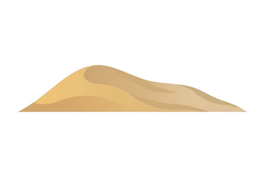 Illustration vectorielle d'une dune de sable isol&eacute;e sur un fond blanc, repr&eacute;sentant un paysage d&eacute;sertique minimaliste avec des courbes douces et une texture de sable fin.