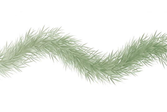 Une guirlande d&eacute;corative en forme de vague faite de branches de sapin vert isol&eacute;e sur un fond blanc pur pour des projets de design de No&euml;l et de f&ecirc;tes de fin d'ann&eacute;e.