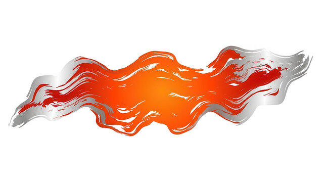 Forme abstraite dynamique en d&eacute;grad&eacute; orange et gris avec des effets de coups de pinceau textur&eacute;s isol&eacute;e sur un fond blanc pur pour des designs cr&eacute;atifs