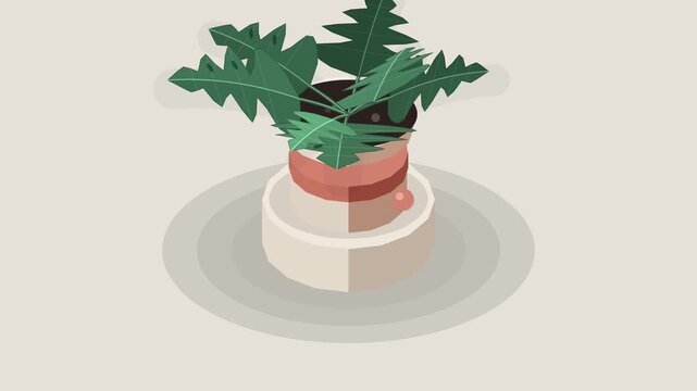 Isometric seamless pattern of potted house plants with green leaves