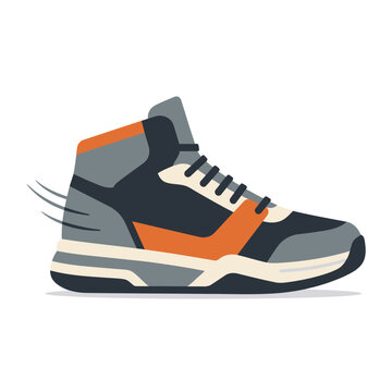 A flat vector illustration of a modern high top sneaker shoe in motion.